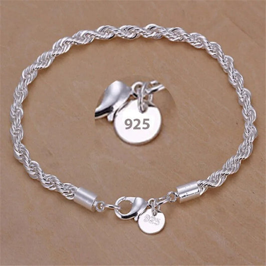 Bracelet Type Corde Tressée d'Argent 925