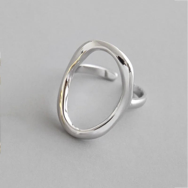 Bague Ajustable d'Argent 925 avec Forme Irrégulière de Sphère