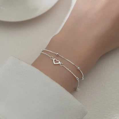 Bracelet Fin d'Argent 925 avec Cœur