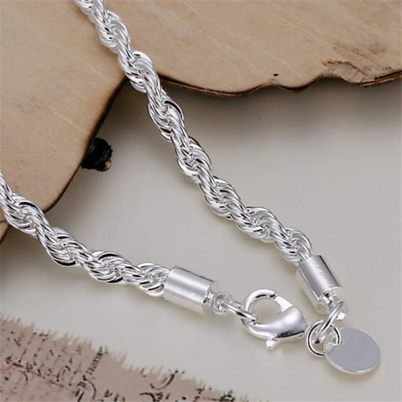 Bracelet Type Corde Tressée d'Argent 925