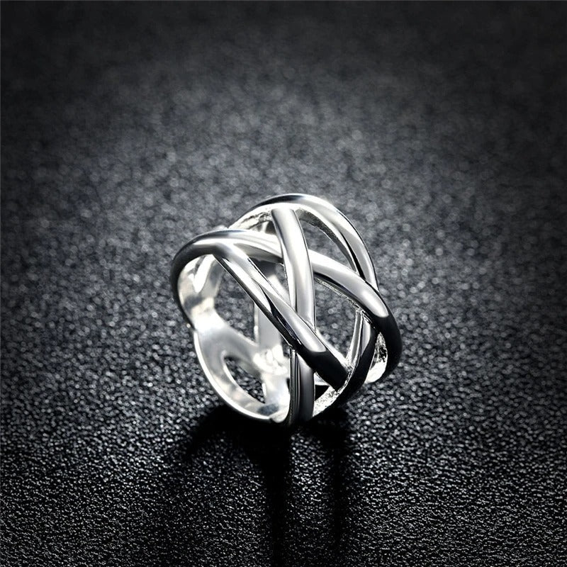 Bague de Design Tressé d'Argent 925