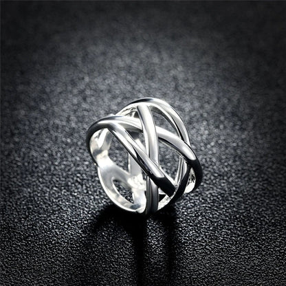 Bague de Design Tressé d'Argent 925