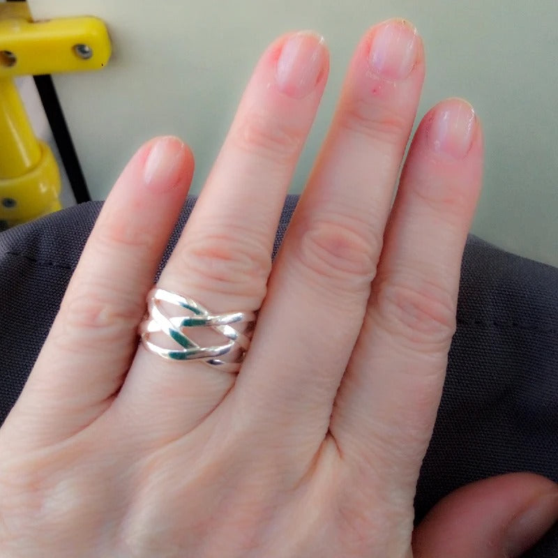 Bague de Design Tressé d'Argent 925