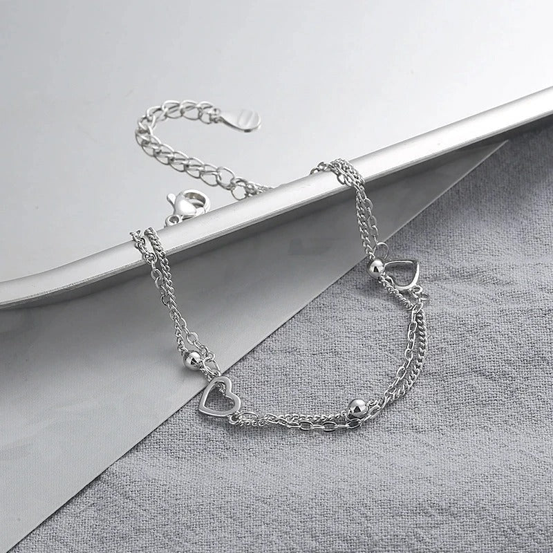 Bracelet Fin d'Argent 925 avec Cœur
