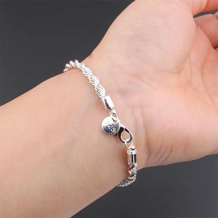Bracelet Type Corde Tressée d'Argent 925