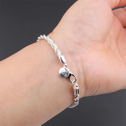 Bracelet Type Corde Tressée d'Argent 925