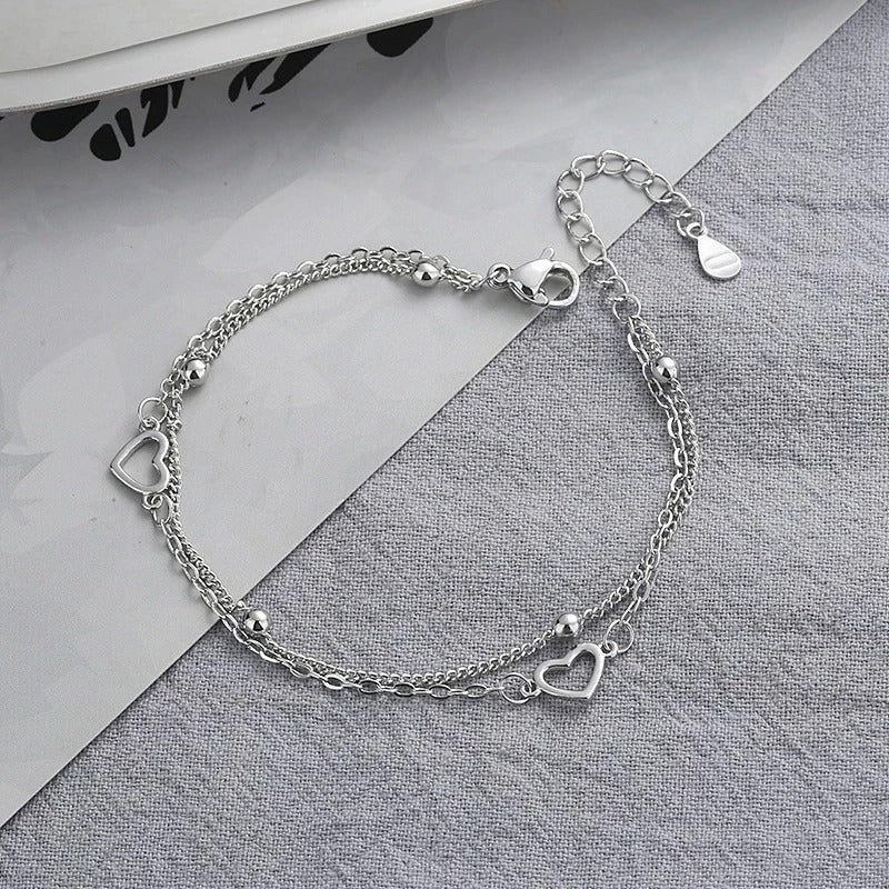 Bracelet Fin d'Argent 925 avec Cœur