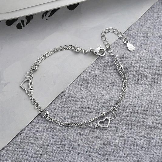 Bracelet Fin d'Argent 925 avec Cœur