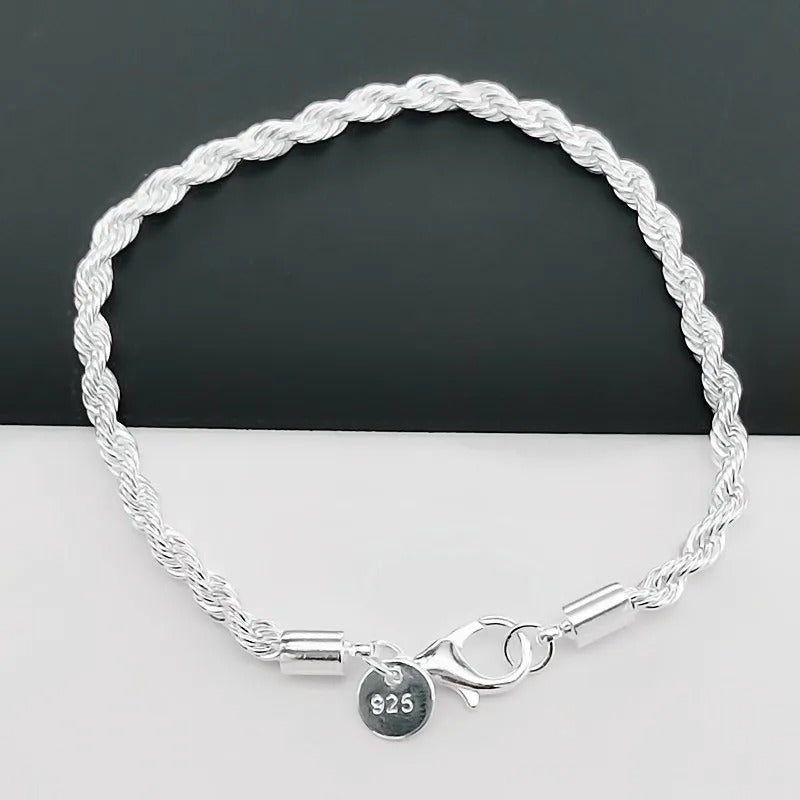 Bracelet Type Corde Tressée d'Argent 925
