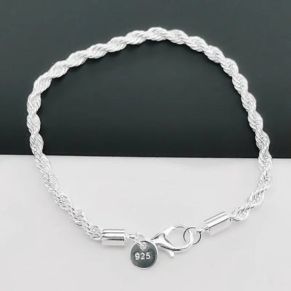 Bracelet Type Corde Tressée d'Argent 925