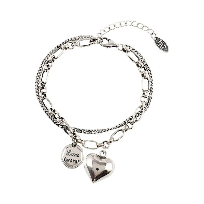 Bracelet d'Argent 925 avec Gravure "Love Forever" + 2 Charms Gratuits