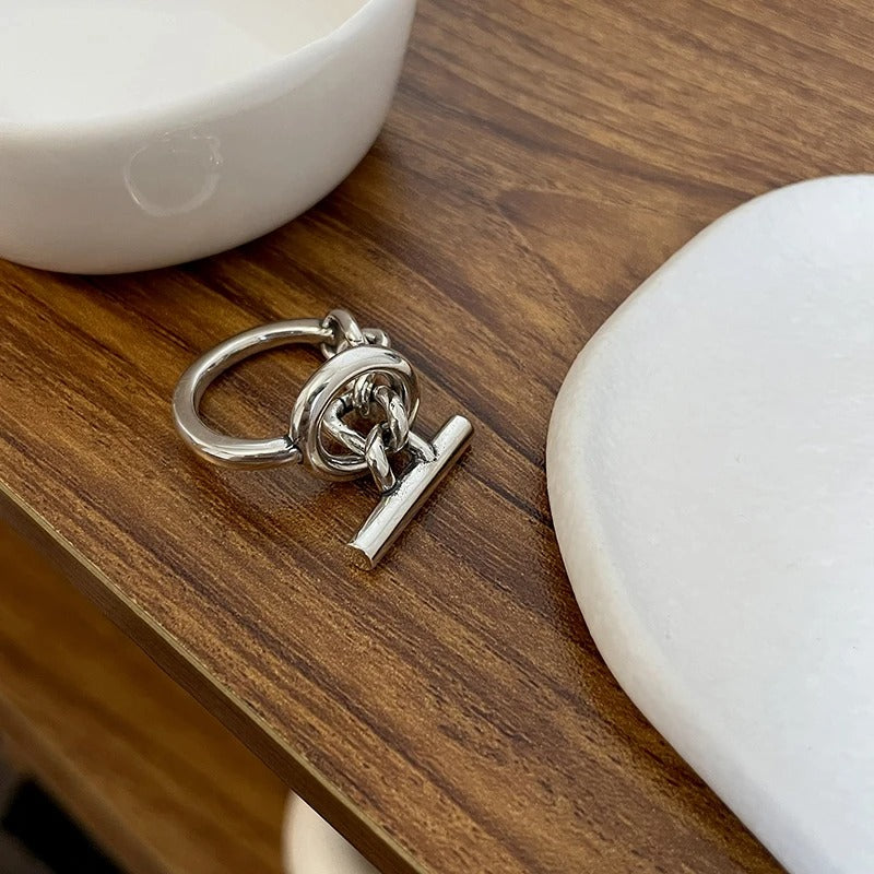 Bague Ajustable de Design d'Argent 925
