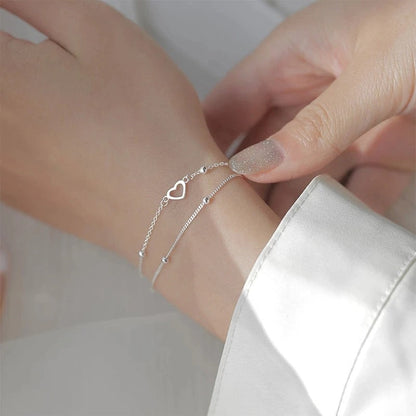 Bracelet Fin d'Argent 925 avec Cœur