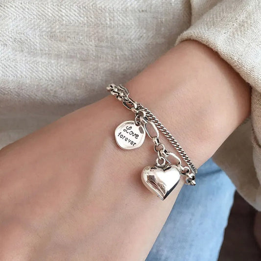 Bracelet d'Argent 925 avec Gravure "Love Forever" + 2 Charms Gratuits