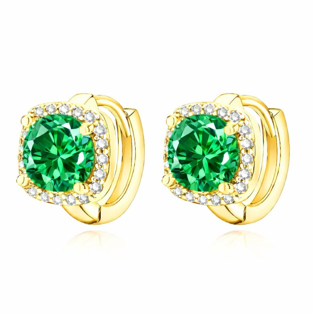 Boucles d'oreilles émeraude Nadine Dorées