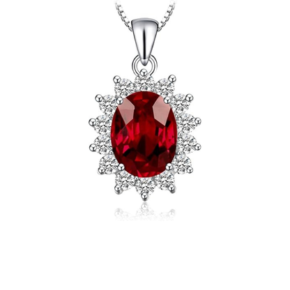 Collier halo rubis classique